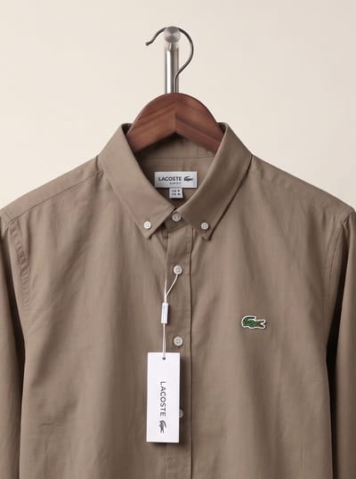 Dark coffee lecost solid color shirt_img_2