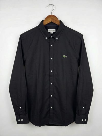 Black lecost solid color shirt (Premium)_img_1