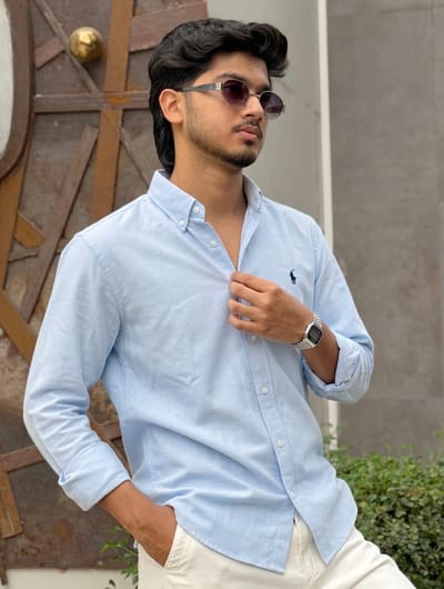 Powder Sky polo solid color shirt_img_0