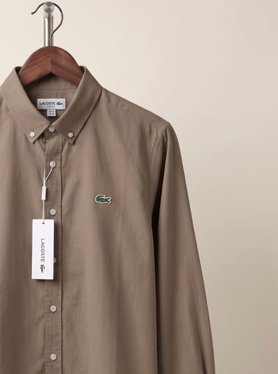 Dark coffee lecost solid color shirt_img_3