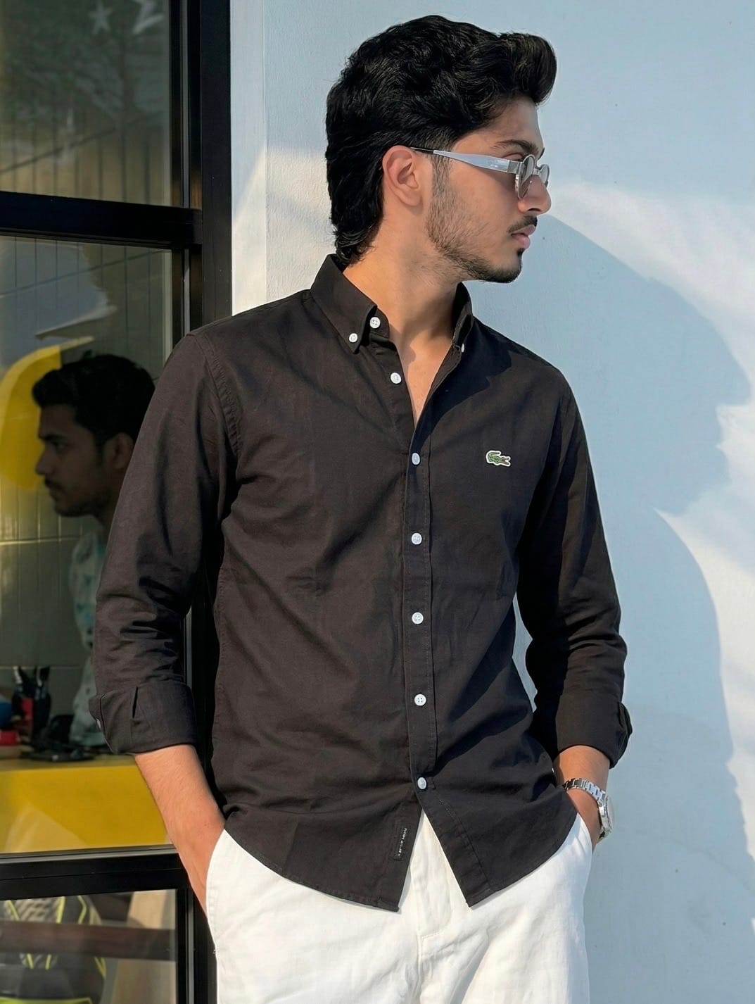 Black lecost solid color shirt (Premium)