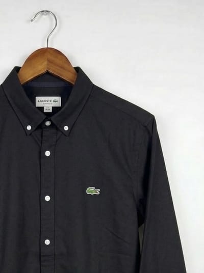 Black lecost solid color shirt (Premium)_img_3