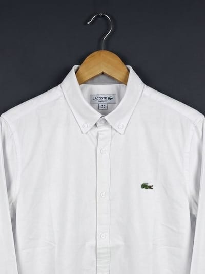 White lecost solid color shirt_img_2