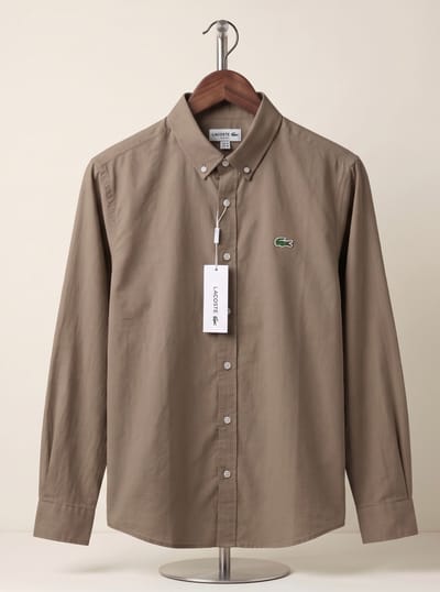 Dark coffee lecost solid color shirt_img_1