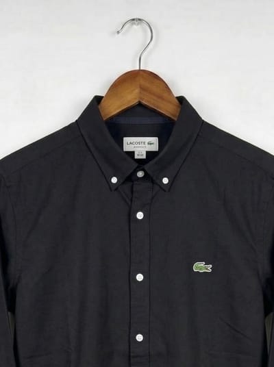 Black lecost solid color shirt (Premium)_img_2